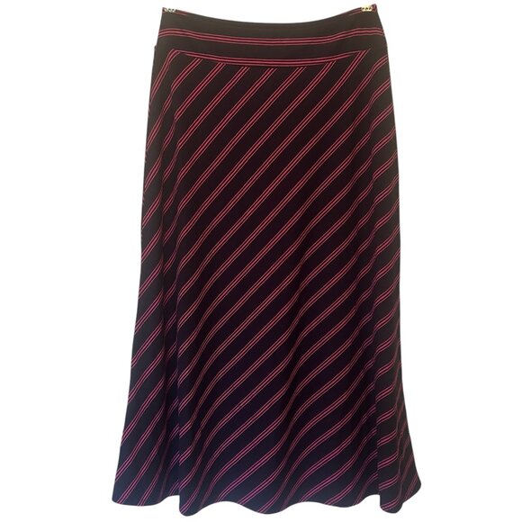 Talbots cotton-blend maxi skirt, pink stripes on navy, sz SP - Picture 1 of 6